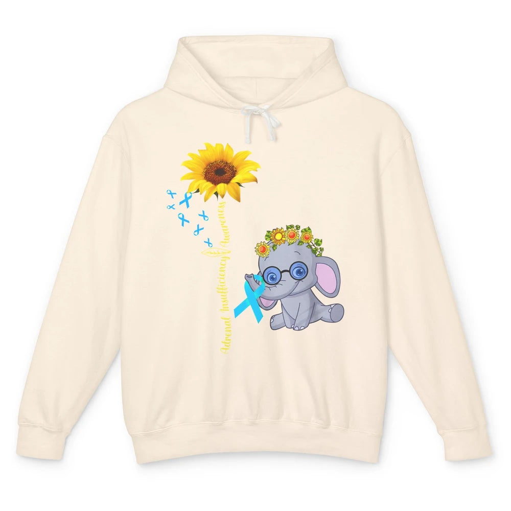 Adrenal Insufficiency Awareness Baby Elephant Sunflower Unisex Lightweight Hoodie