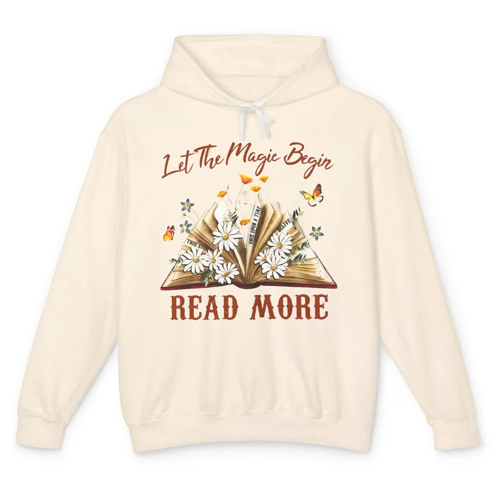 Aesthetic Read More Daisy Flowers Library Bookworm Butterfly Unisex Lightweight Hoodie