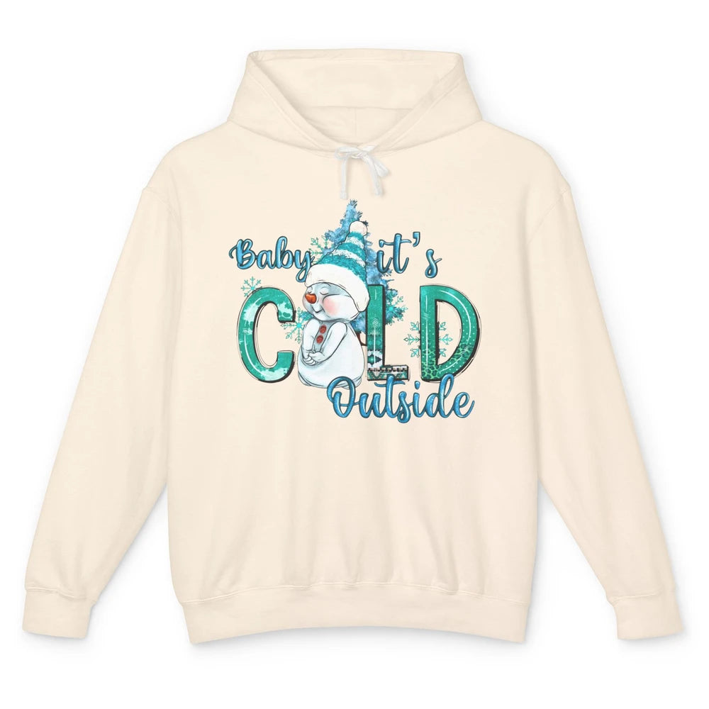 Christmas Cute Snow Man It's Cold Outside Freezing Season Unisex Lightweight Hoodie