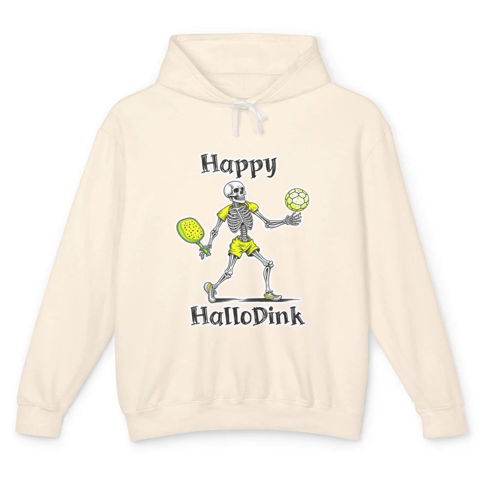 Funny Hallodink Pickle Ball Skeleton Halloween Spooky Pun Unisex Lightweight Hoodie