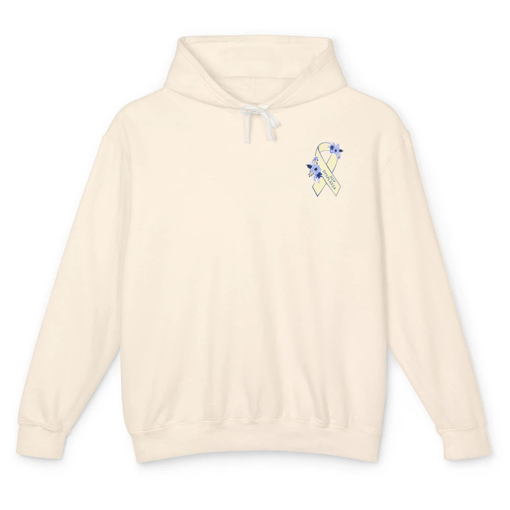 Hip Dysplasia Awareness Floral Blue White Ribbon Pocket Size Unisex Lightweight Hoodie