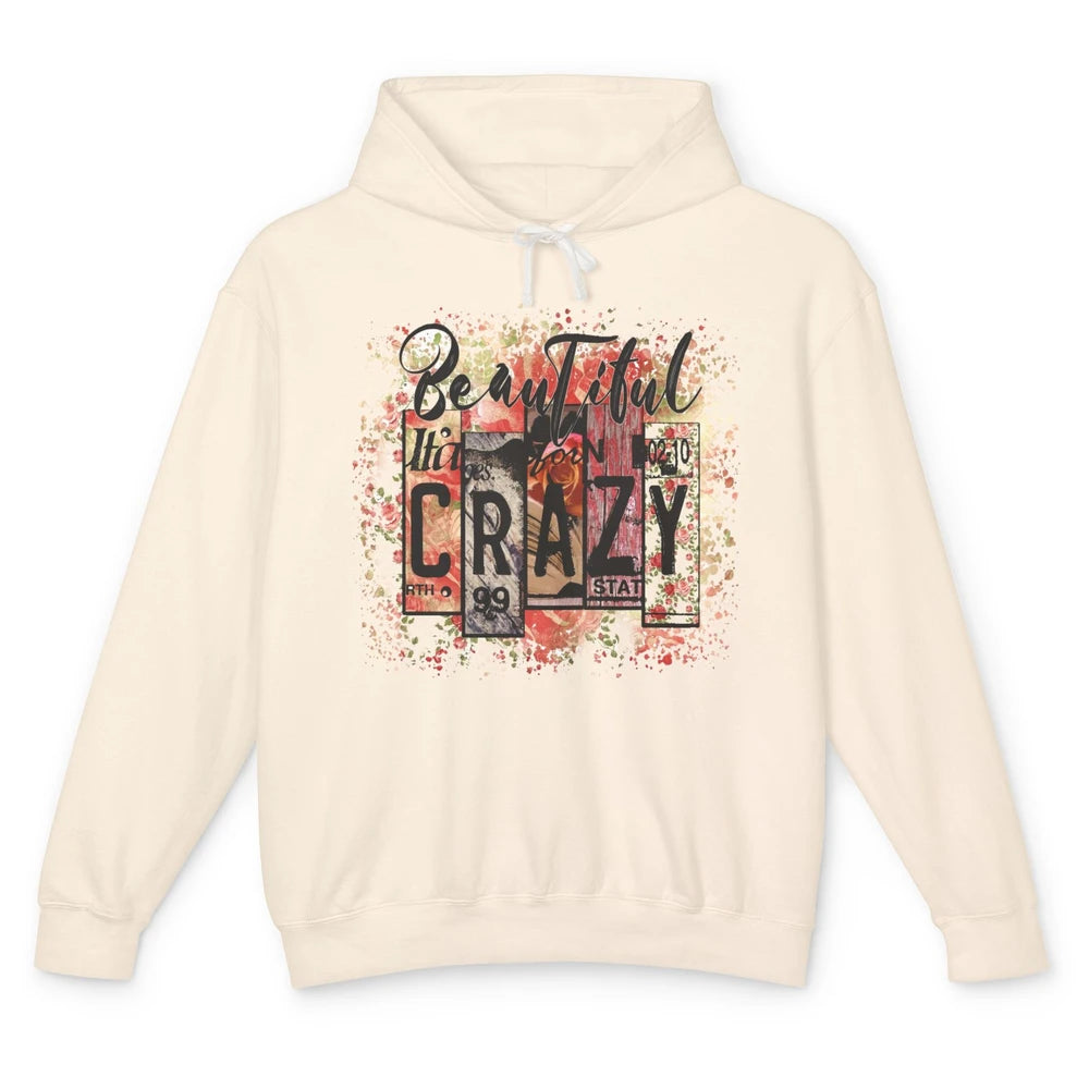 Retro Floral Western Cowgirl Beautiful Crazy Country Music Unisex Lightweight Hoodie