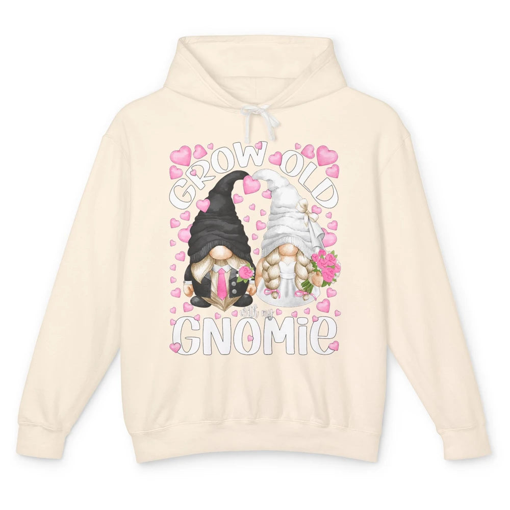 Cute Bride And Groom Grow Old With Gnomie Bridal Gnome Love Unisex Lightweight Hoodie