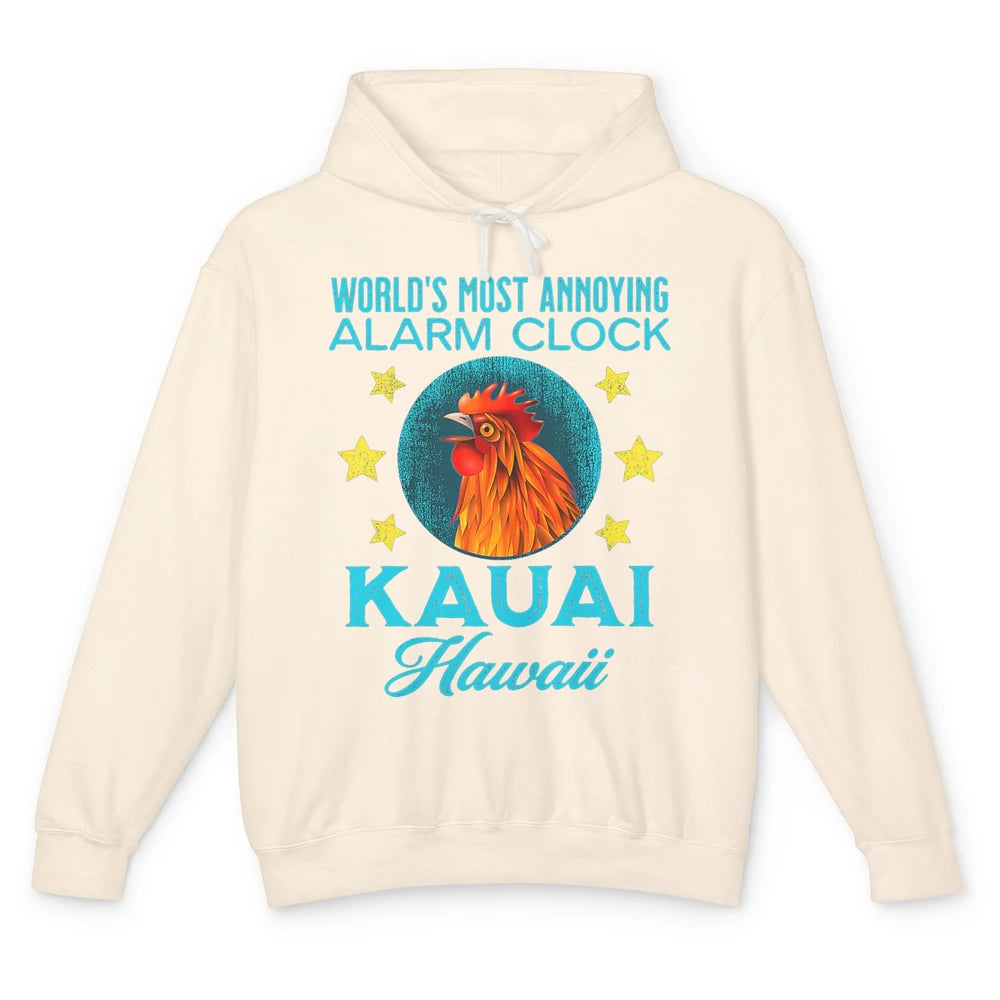 Kauai Hawaii Alarm Clock Chicken Rooster Hawaiian Beach Trip Unisex Lightweight Hoodie