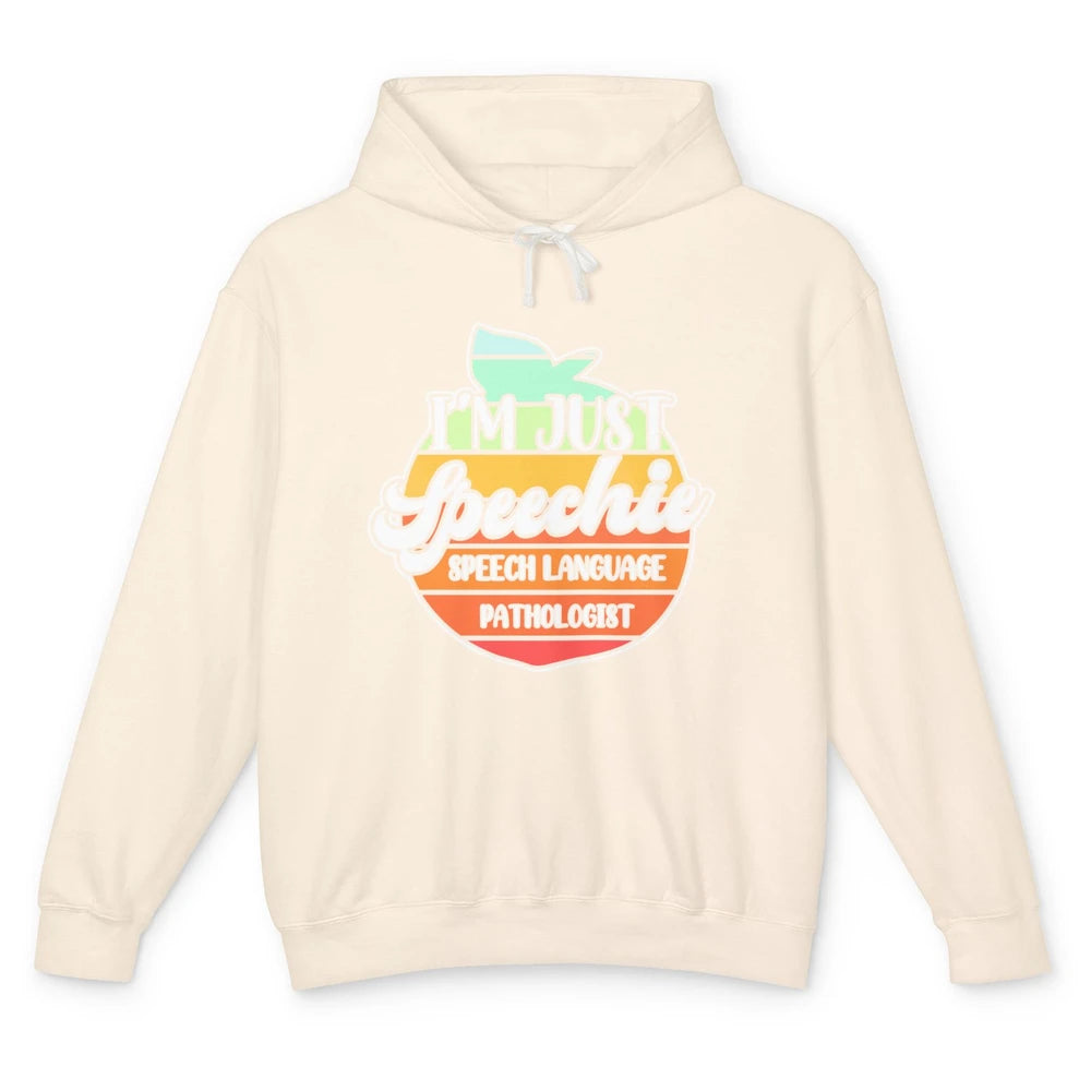 Just Speechie Peach Speech Language Pathologist Sped Retro Unisex Lightweight Hoodie