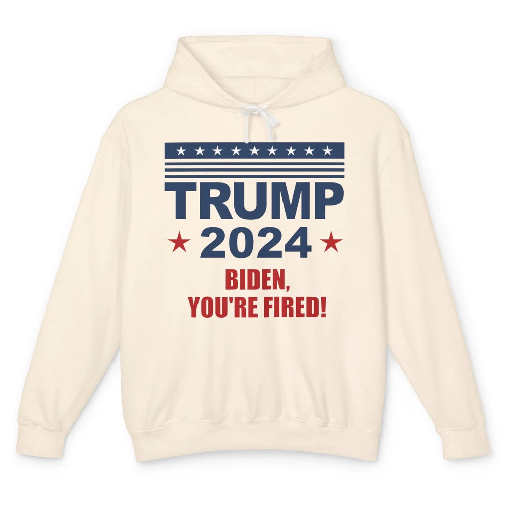 Retro US Flag Trump 2024 Return Biden You're Fired Patriot Unisex Lightweight Hoodie