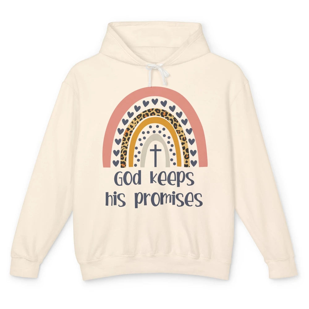 Leopard Rainbow God Keeps His Promises Christian Religious Unisex Lightweight Hoodie