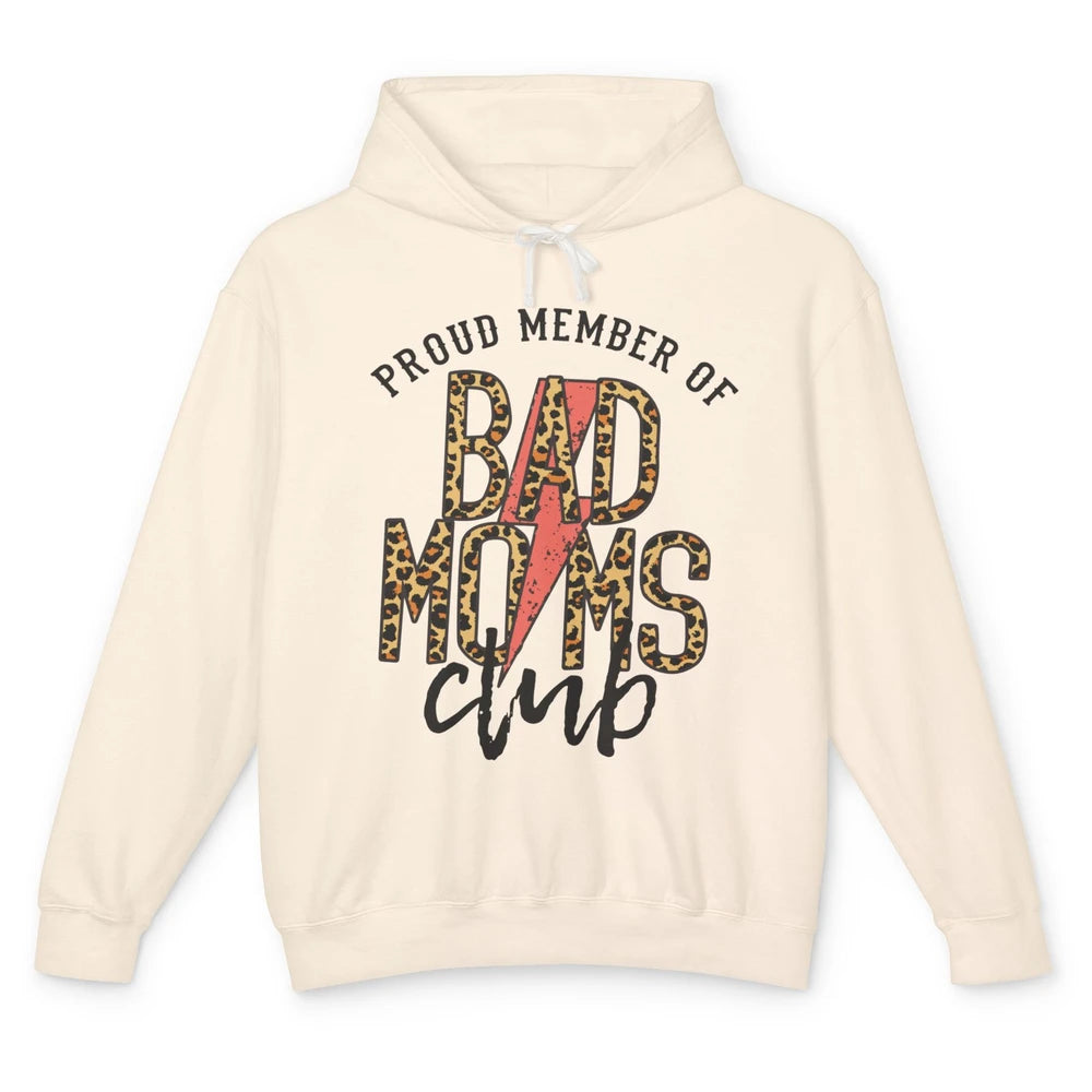 Leopard Proud Member Of Bad Moms Club Lightning Bolt Western Unisex Lightweight Hoodie