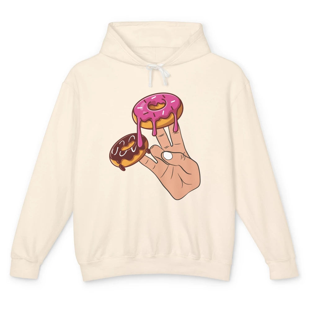 Funny Donut Two In Pink Shocker Men Women Sarcastic Doughnut Unisex Lightweight Hoodie