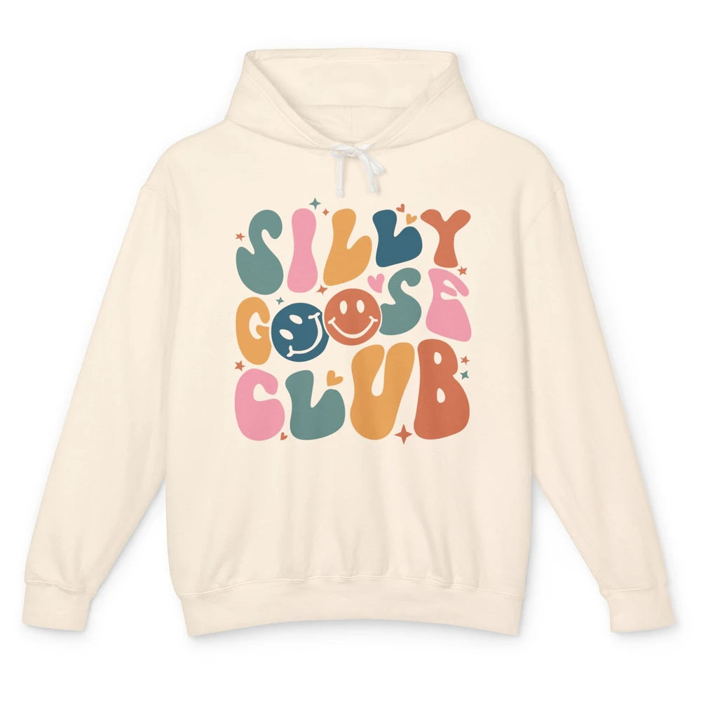 Funny Goose Silly Goose Club Retro Groovy Sarcastic Goose Unisex Lightweight Hoodie