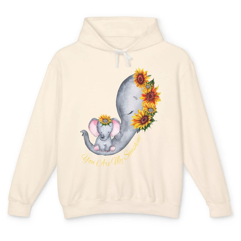 Sunflower Baby Elephant You Are My Sunshine Elephant Mom Unisex Lightweight Hoodie