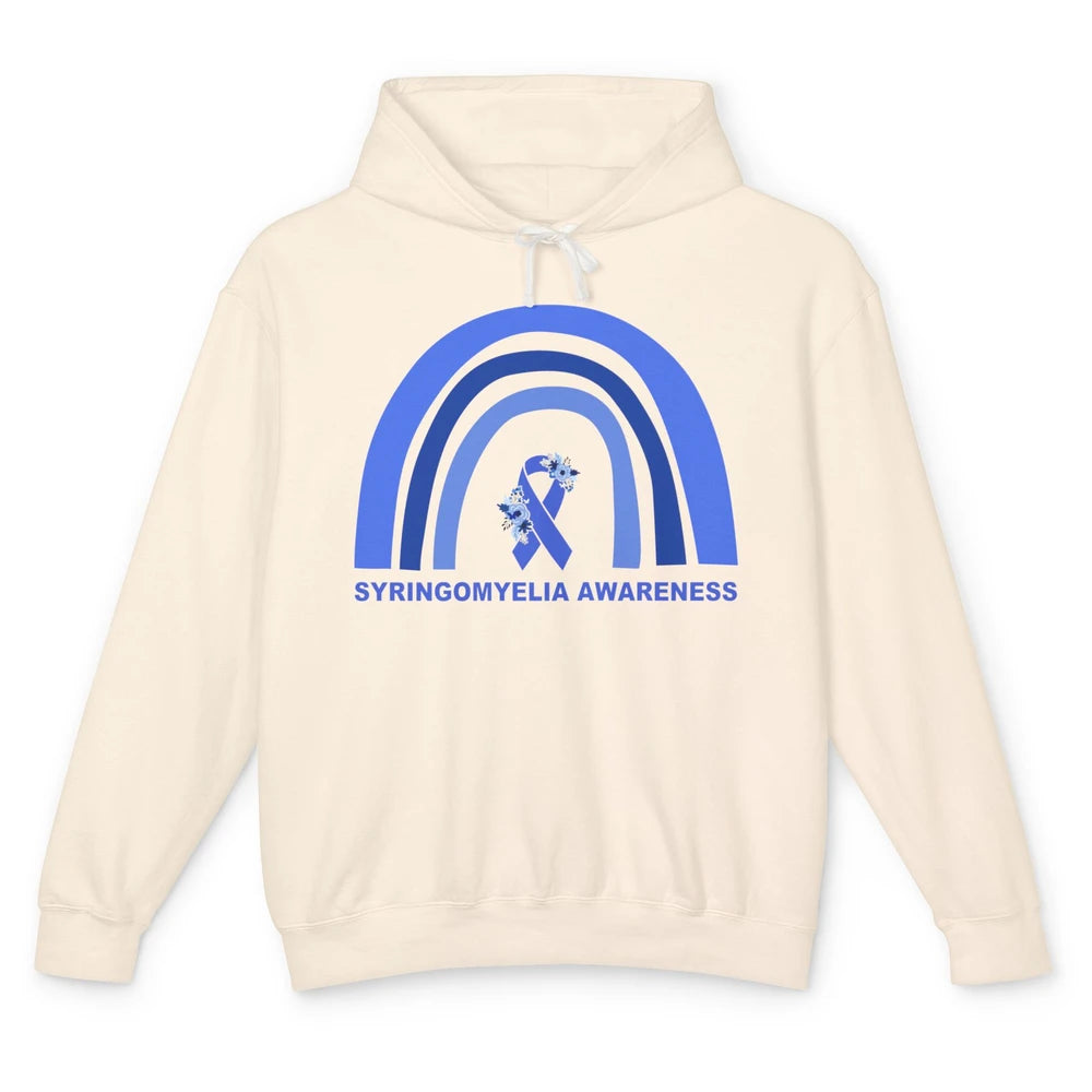 Syringomyelia Awareness Floral Blue Ribbon Rainbow Unisex Lightweight Hoodie