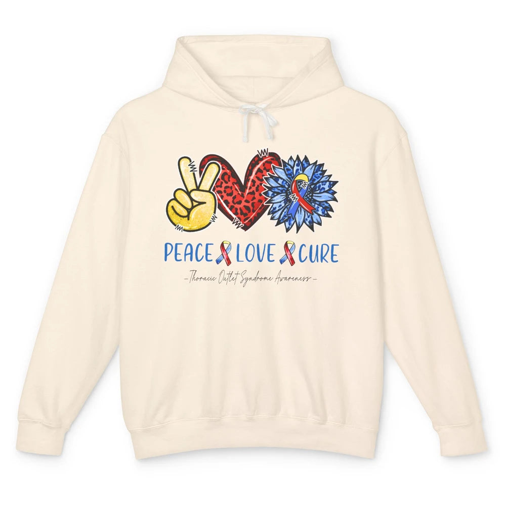 Thoracic Outlet Syndrome Awareness Peace Love Cure Sunflower Unisex Lightweight Hoodie