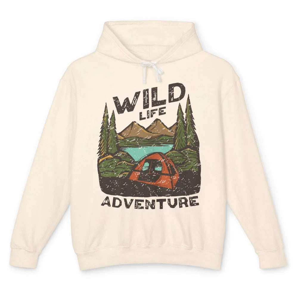 Wild Life Adventure Camping Mountain Wilderness Campfire Unisex Lightweight Hoodie