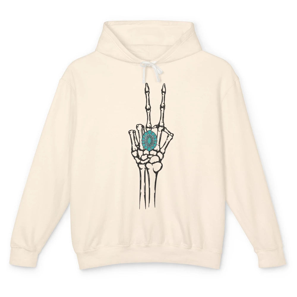 Retro Skeleton Turquoise Ring Western Future Bride Engaged Unisex Lightweight Hoodie