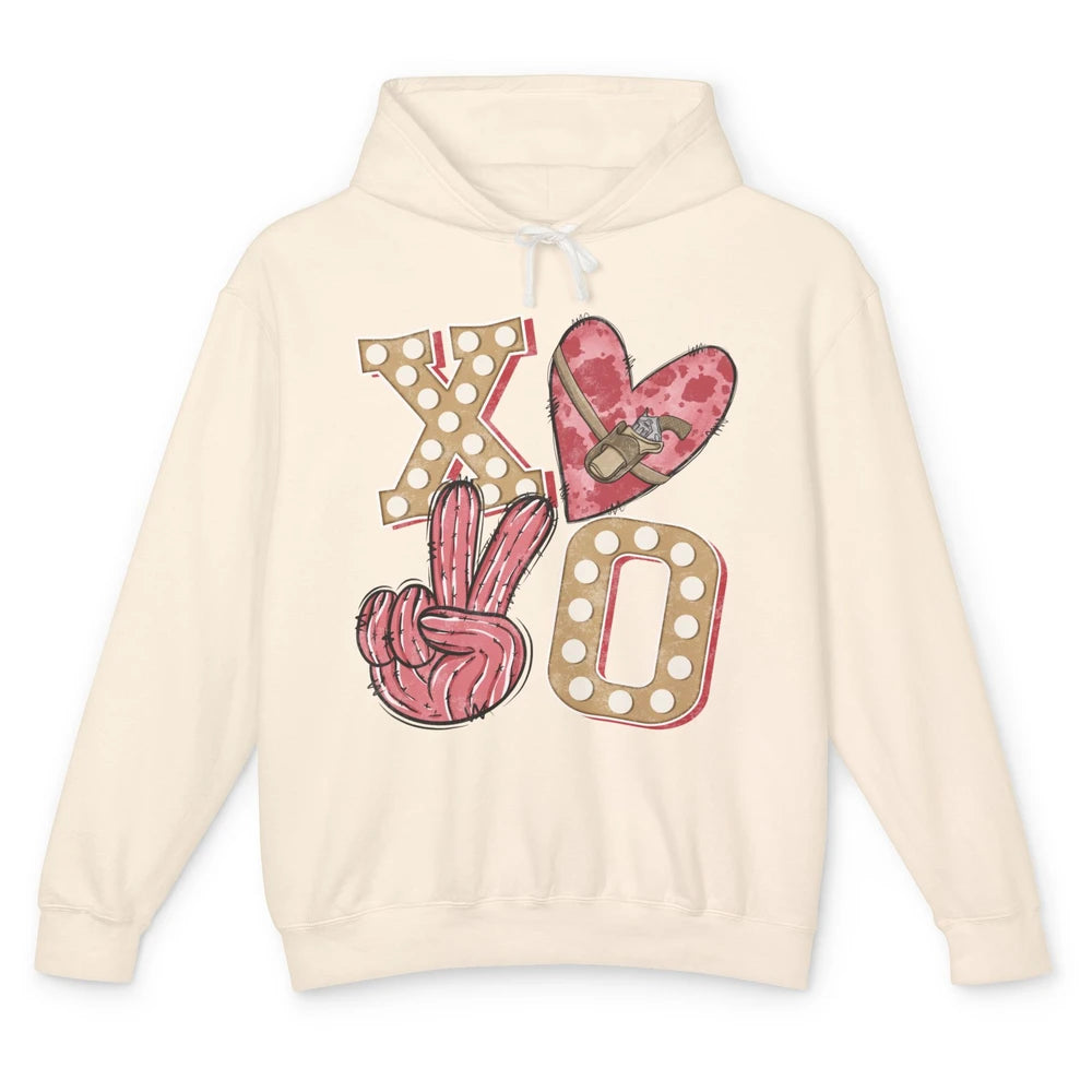 XOXO Hugs And Kisses Leopard Heart Cowboy Love Rodeo Western Country Unisex Lightweight Hoodie