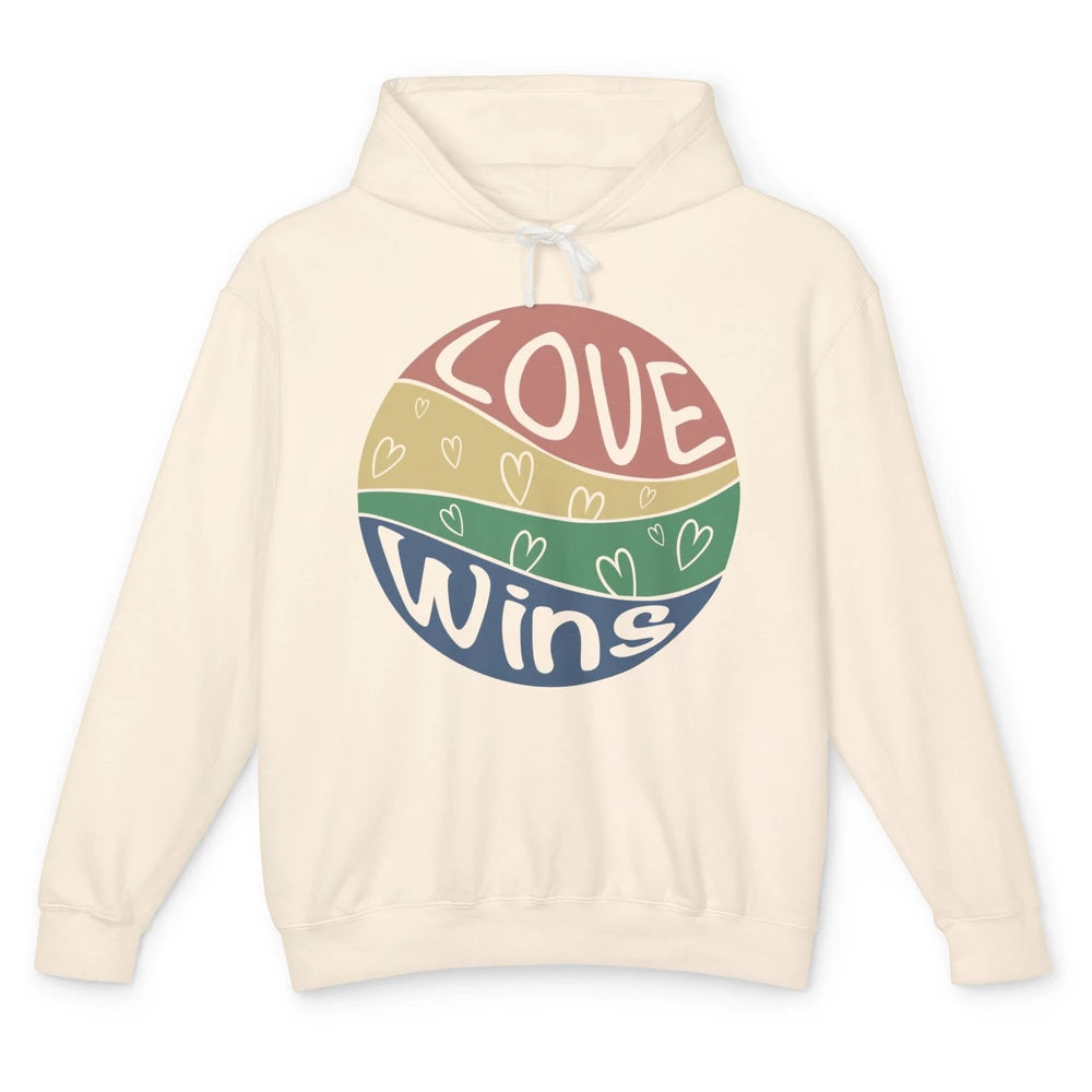 Vintage Love Wins LGBT Gay Pride Month Love Is Love Unisex Lightweight Hoodie