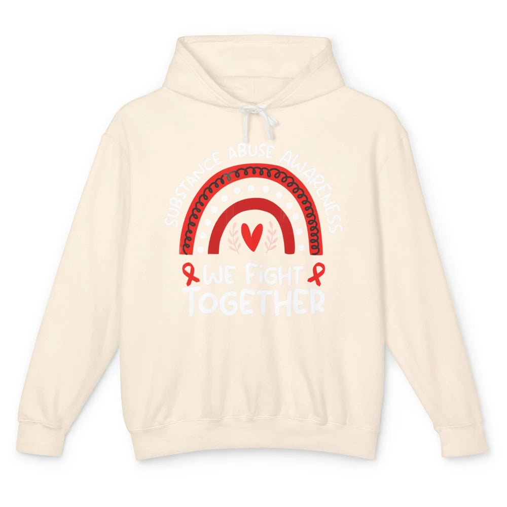 Fight Together Red Rainbow Leopard Substance Abuse Awareness Unisex Lightweight Hoodie