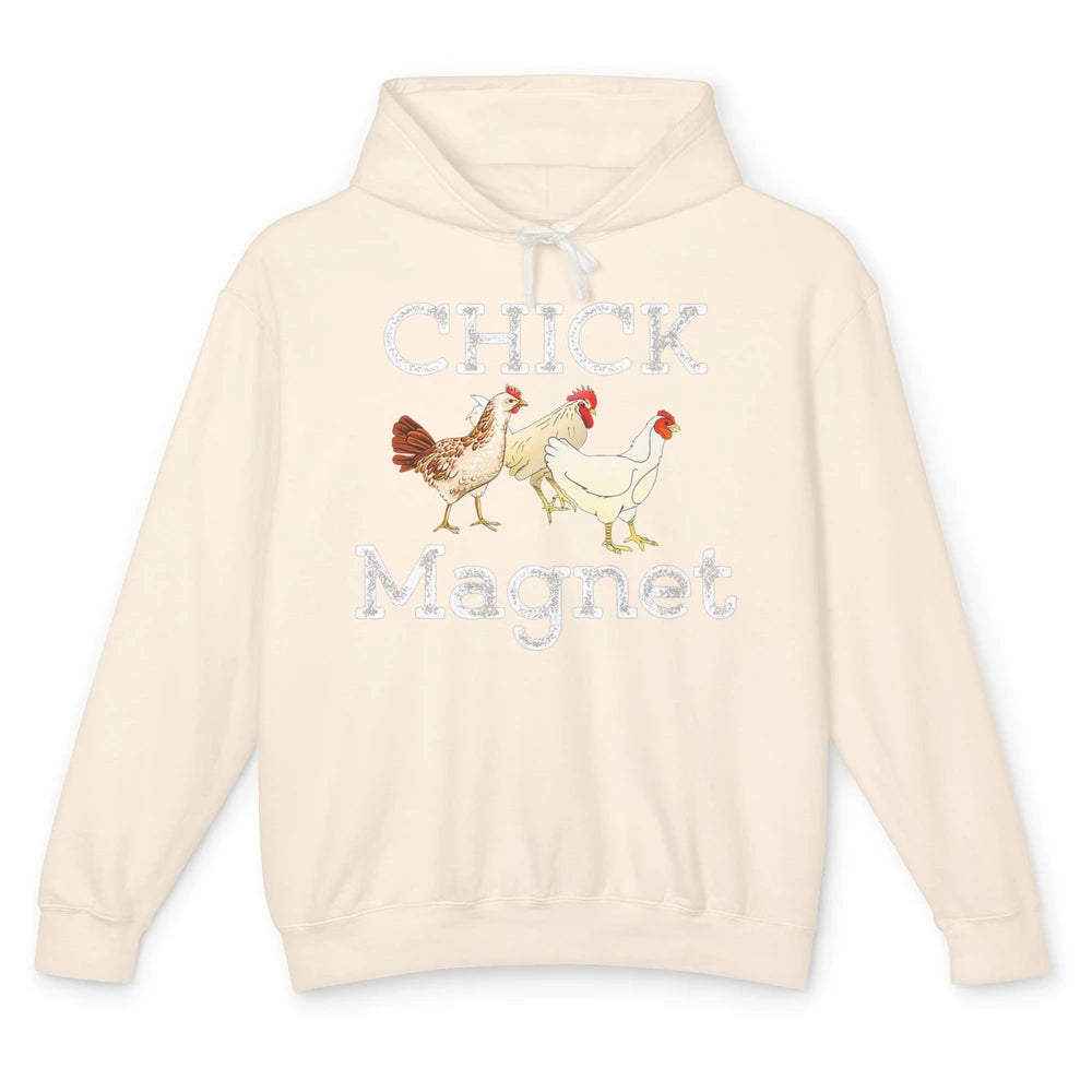 Funny Chicken Magnet Retro Farm Farmer Rooster Farming Chick Unisex Lightweight Hoodie