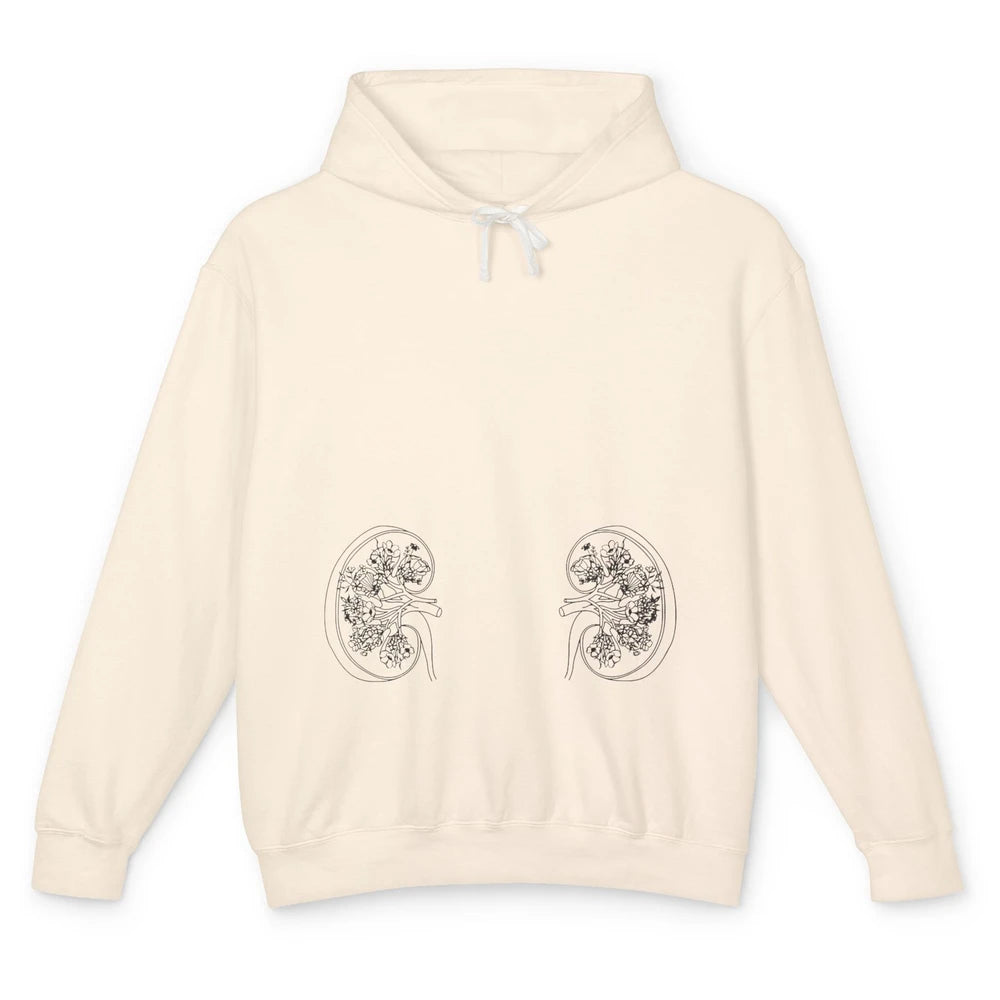 Floral Kidney Anatomy Two Kidneys Human Body Anatomy Unisex Lightweight Hoodie