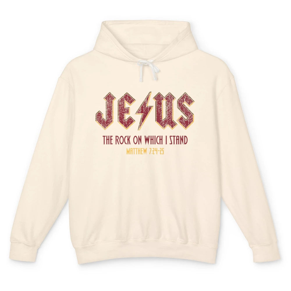 Retro Jesus The Rock On Which I Stand Faith Christian God Unisex Lightweight Hoodie