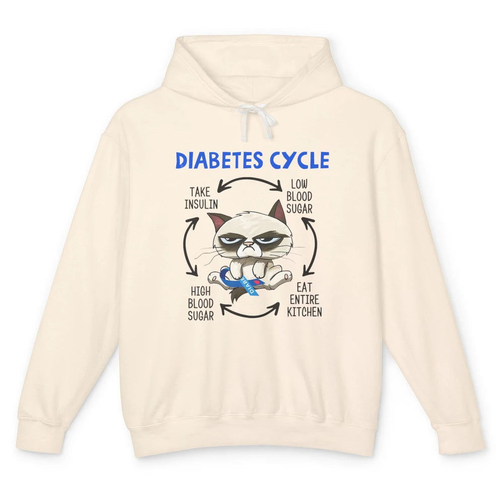 Diabetes Cycle Funny Cat Awareness Insulin Grumpy Warrior Unisex Lightweight Hoodie