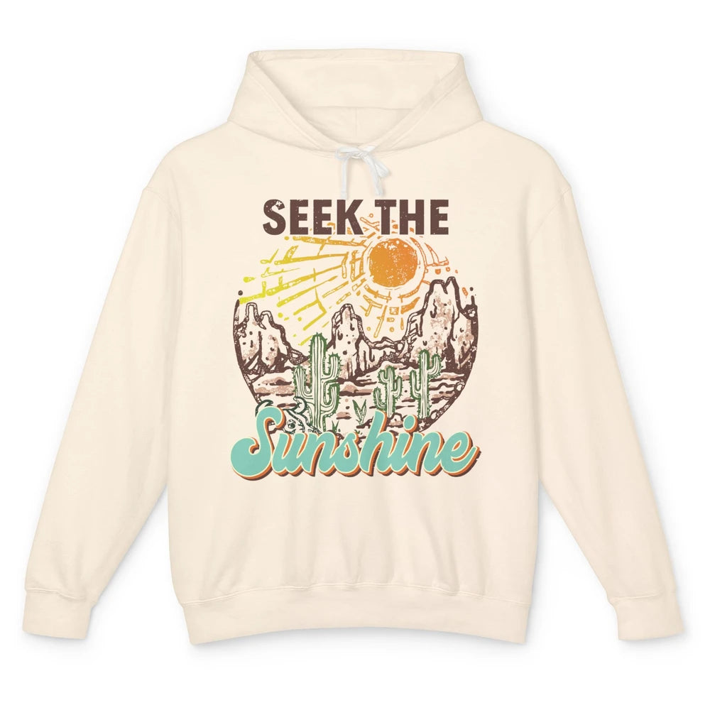 Retro Desert Cactus Seek The Sunshine Western Country Girls Unisex Lightweight Hoodie