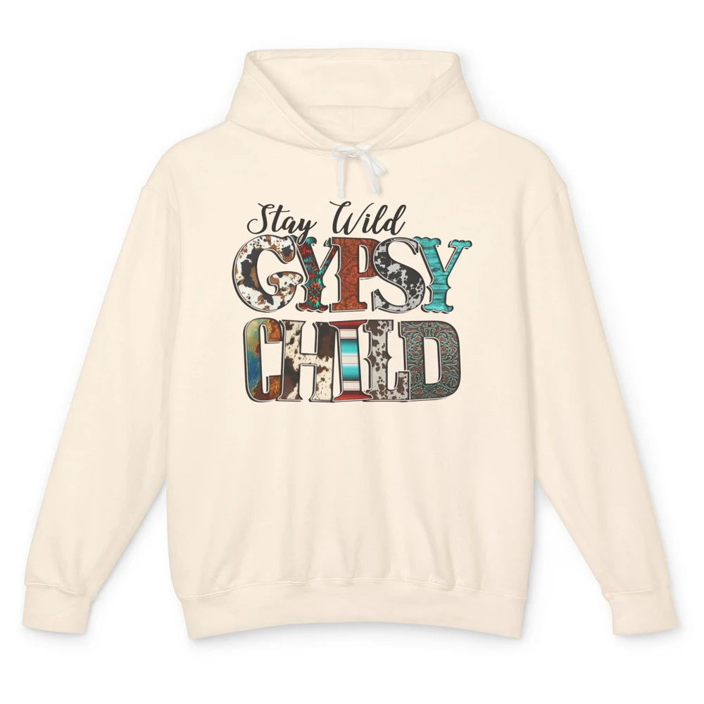 Leopard Cowhide Stay Wild Gypsy Child Western Country Girls Unisex Lightweight Hoodie