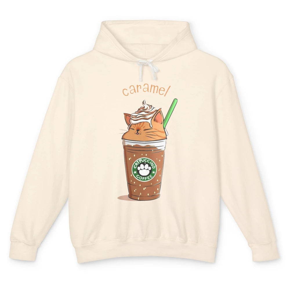 Cute Caramel Orange Cat Animals Pet Catpuccino Coffee Kitten Unisex Lightweight Hoodie