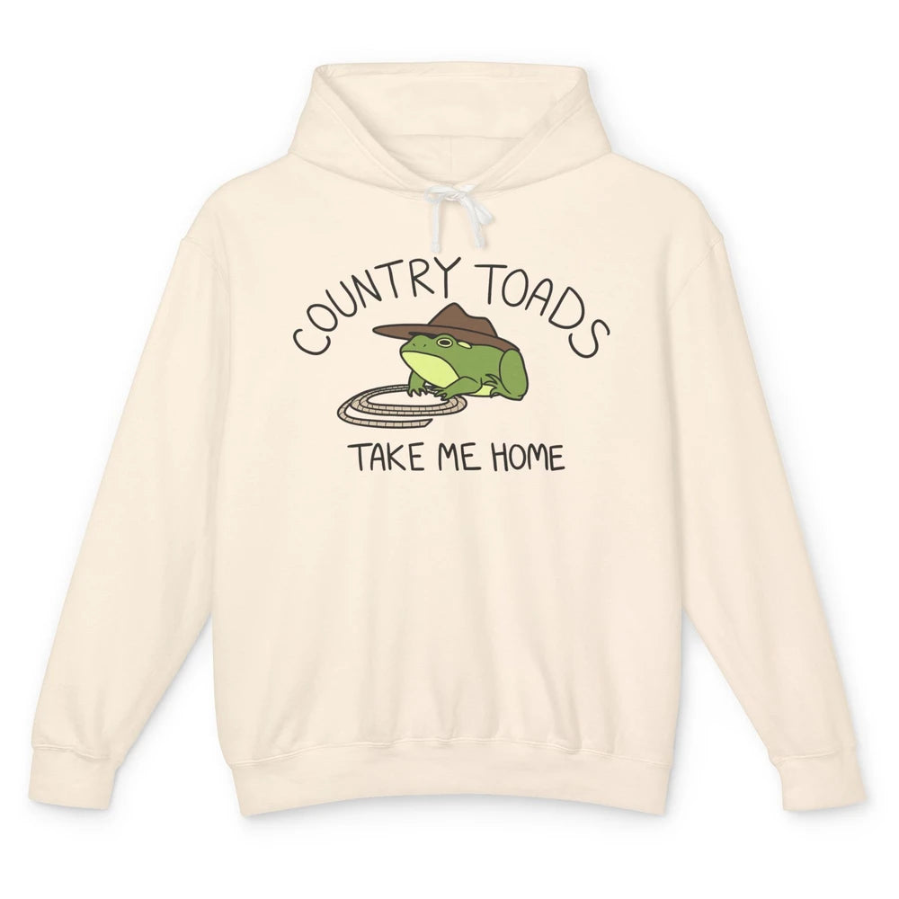 Country Toads Take Me Home Funny Frog Country Cowboy Frog Unisex Lightweight Hoodie