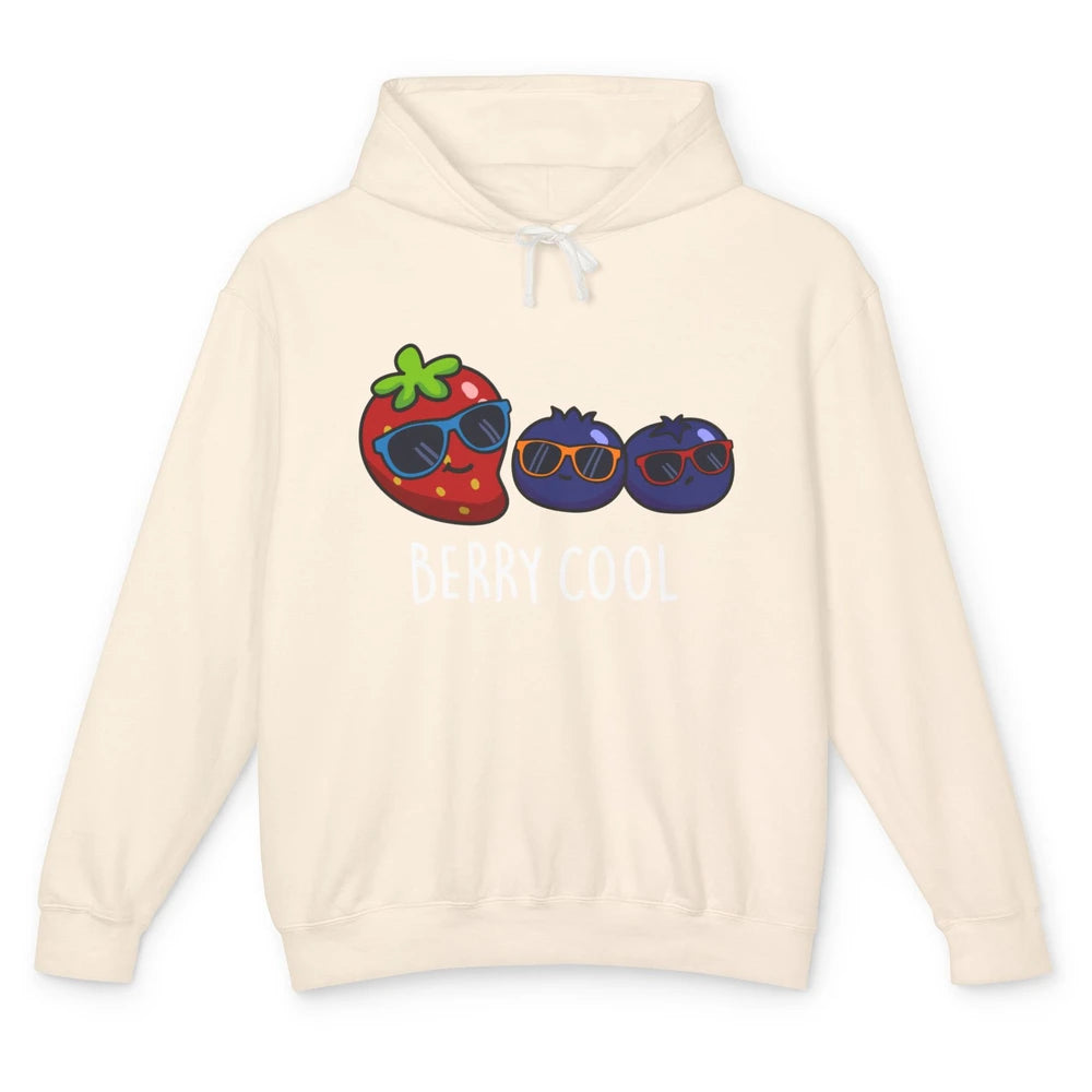 Berry Cool Funny Strawberry Pun Best Friend Summer Retro Unisex Lightweight Hoodie