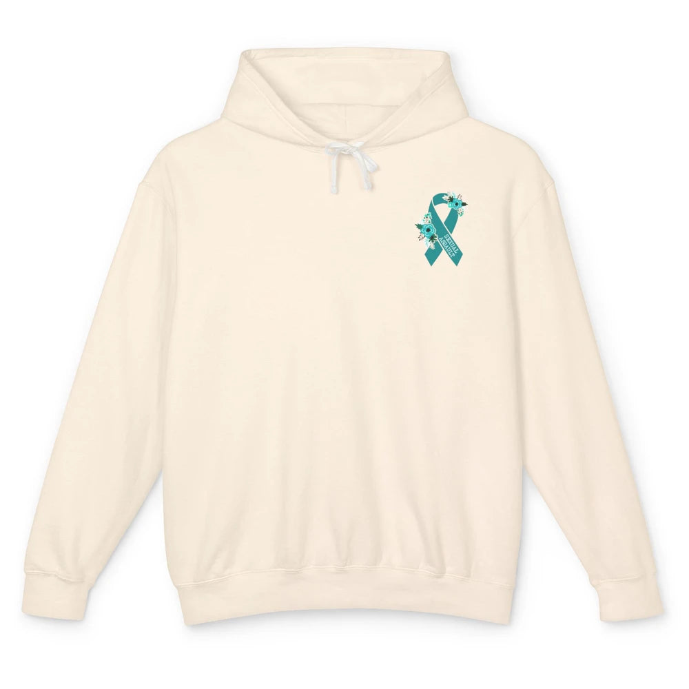 Sexual Assault Awareness Floral Teal Ribbon Awareness Gift Unisex Lightweight Hoodie