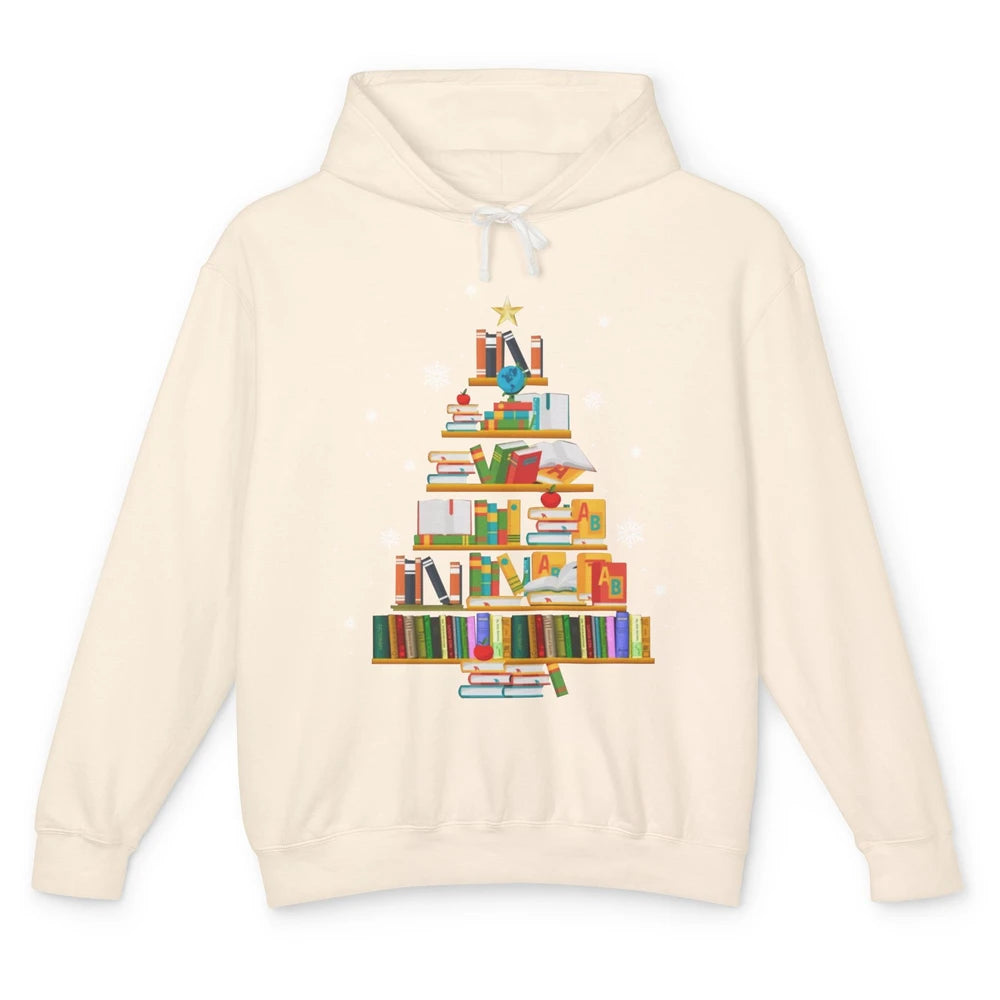 Funny Book Christmas Tree Book Reading Lovers Chritmas Gift Unisex Lightweight Hoodie