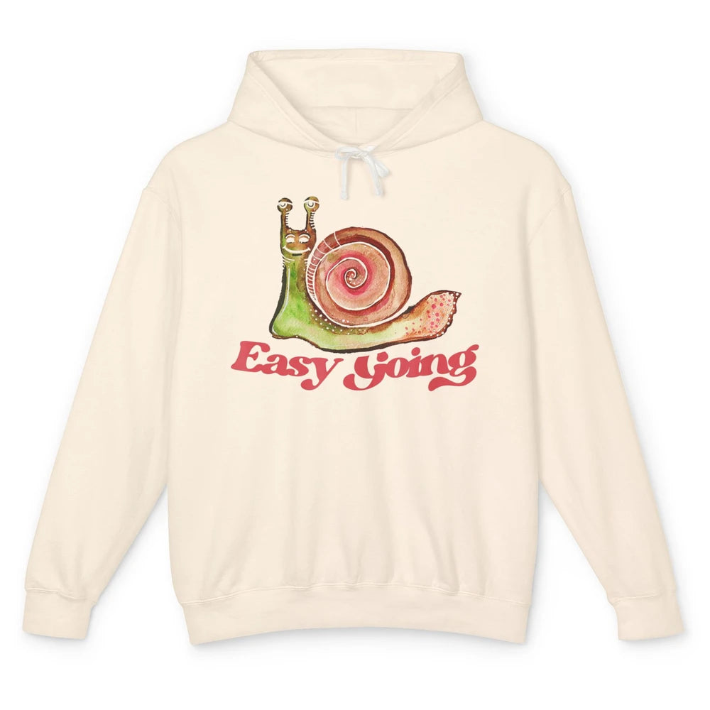 Funny Watercolor Easy Going Snails Pun Nature Animal Snail Unisex Lightweight Hoodie