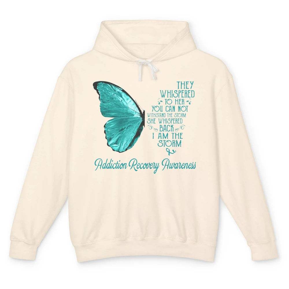 Addiction Recovery Awareness Ribbon Butterfly I'm The Storm Unisex Lightweight Hoodie