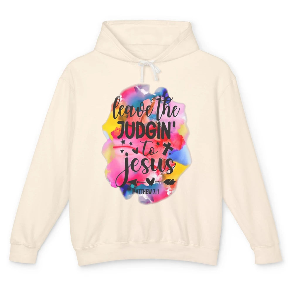 Colorful Leave Judging Faith Christian Jesus God Bible Verse Unisex Lightweight Hoodie