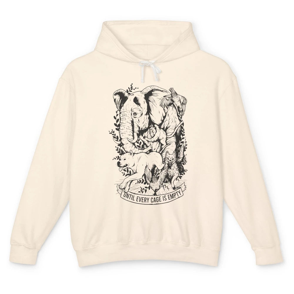 Until Every Cage Empty Farm Animal Rights Vegan Vegetarian Unisex Lightweight Hoodie