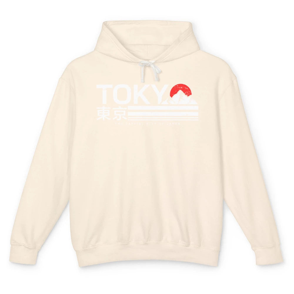 Vintage Sunset Mount Fuji Tokyo The Capital City Of Japan Unisex Lightweight Hoodie