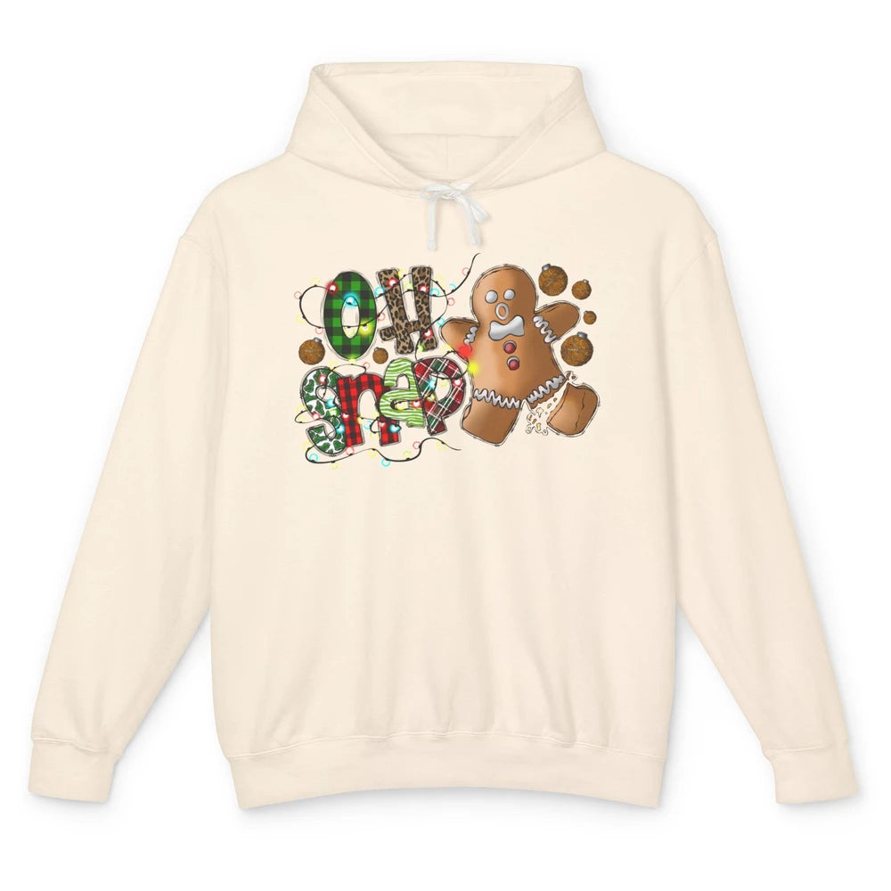 Funny Gingerbread Broken Oh Snap Western Christmas Leopard Unisex Lightweight Hoodie