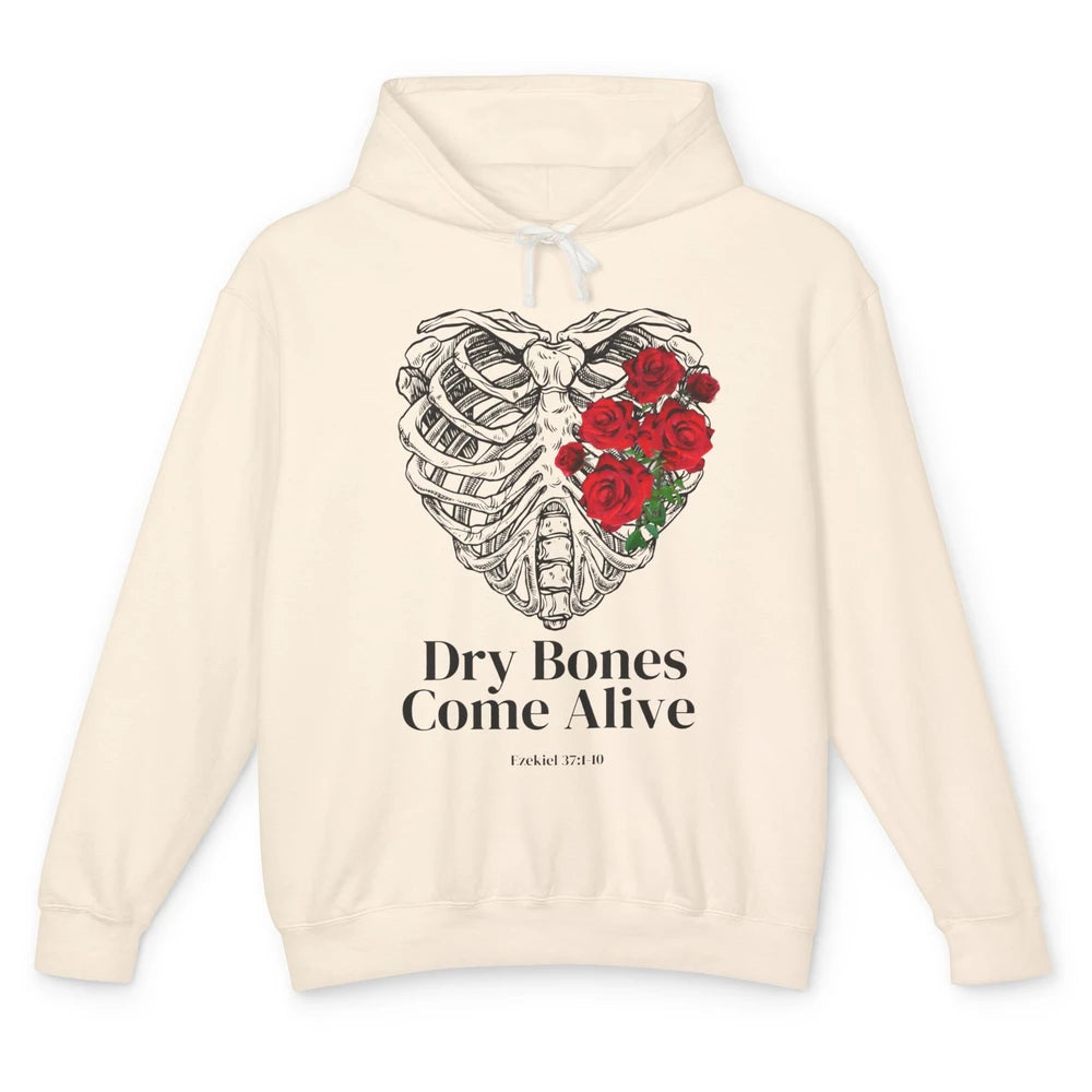 Floral Rib Cage Dry Bones Come Alive Bible Verse Christian Unisex Lightweight Hoodie