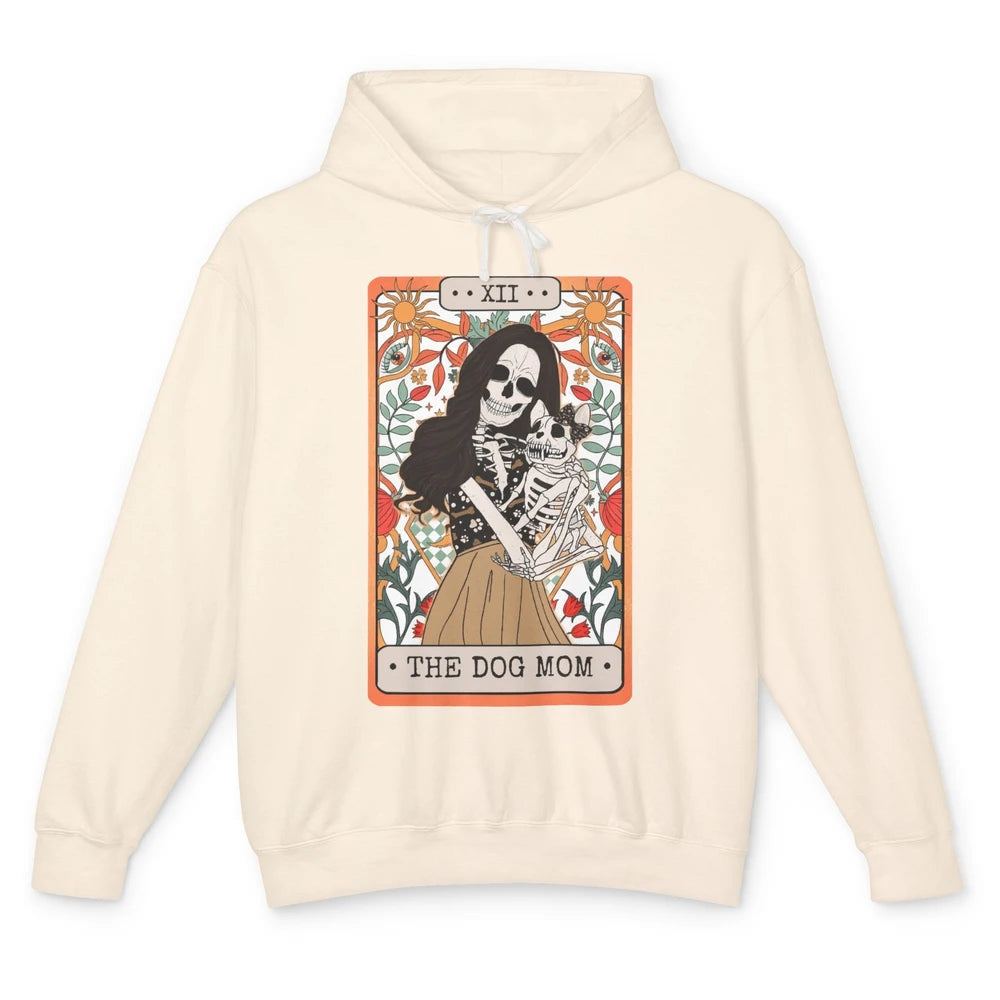 Retro Skeleton Tarot Card The Dog Mom Halloween Dog Lovers Unisex Lightweight Hoodie