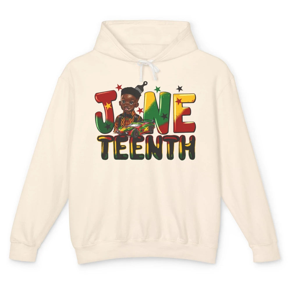 Juneteenth Little Black Boy Afro African Independence Day Unisex Lightweight Hoodie