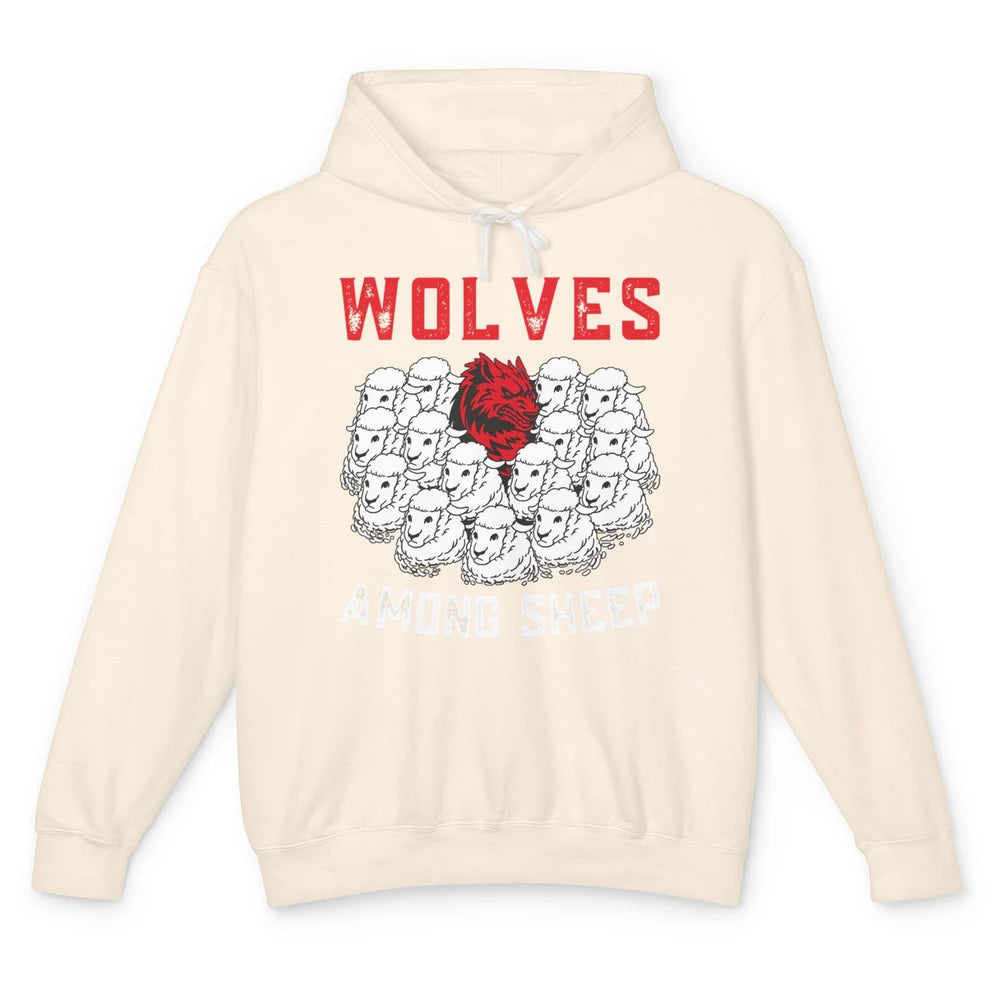 Funny Wolves Among Sheep Lamb Farm Animal Farming Country Unisex Lightweight Hoodie