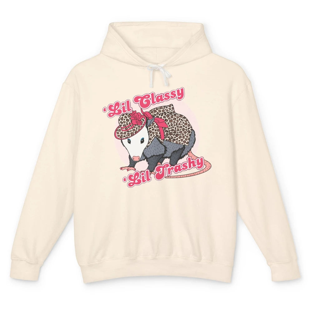 Leopard Possum Lil Classy Lil Trashy Possum Sarcastic Unisex Lightweight Hoodie