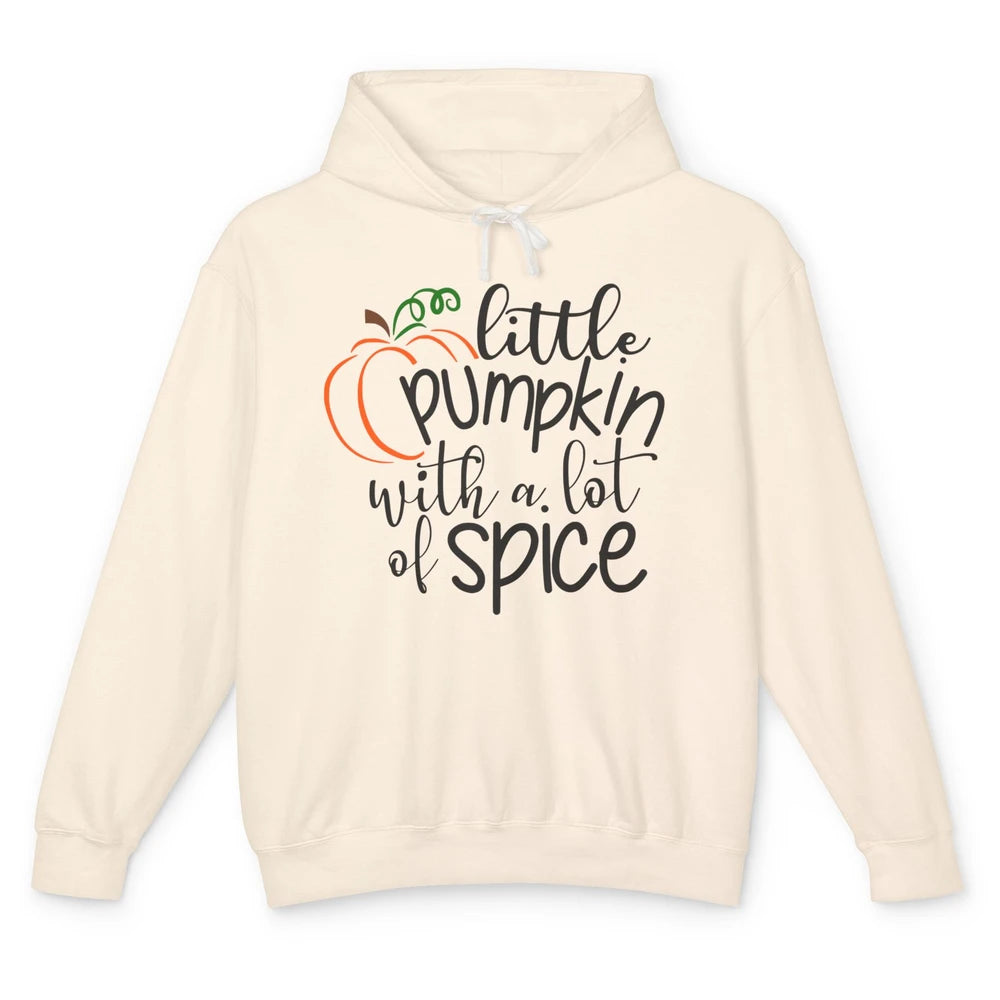 Little Pumpkin With Lots Of Spice Kids Thanksgiving Autumn Unisex Lightweight Hoodie