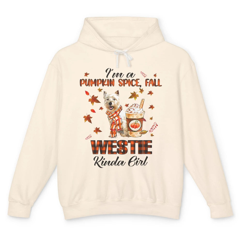 I'm A Pumpkin Spice Fall And Westie Kinda Girl Fall Leaves Unisex Lightweight Hoodie