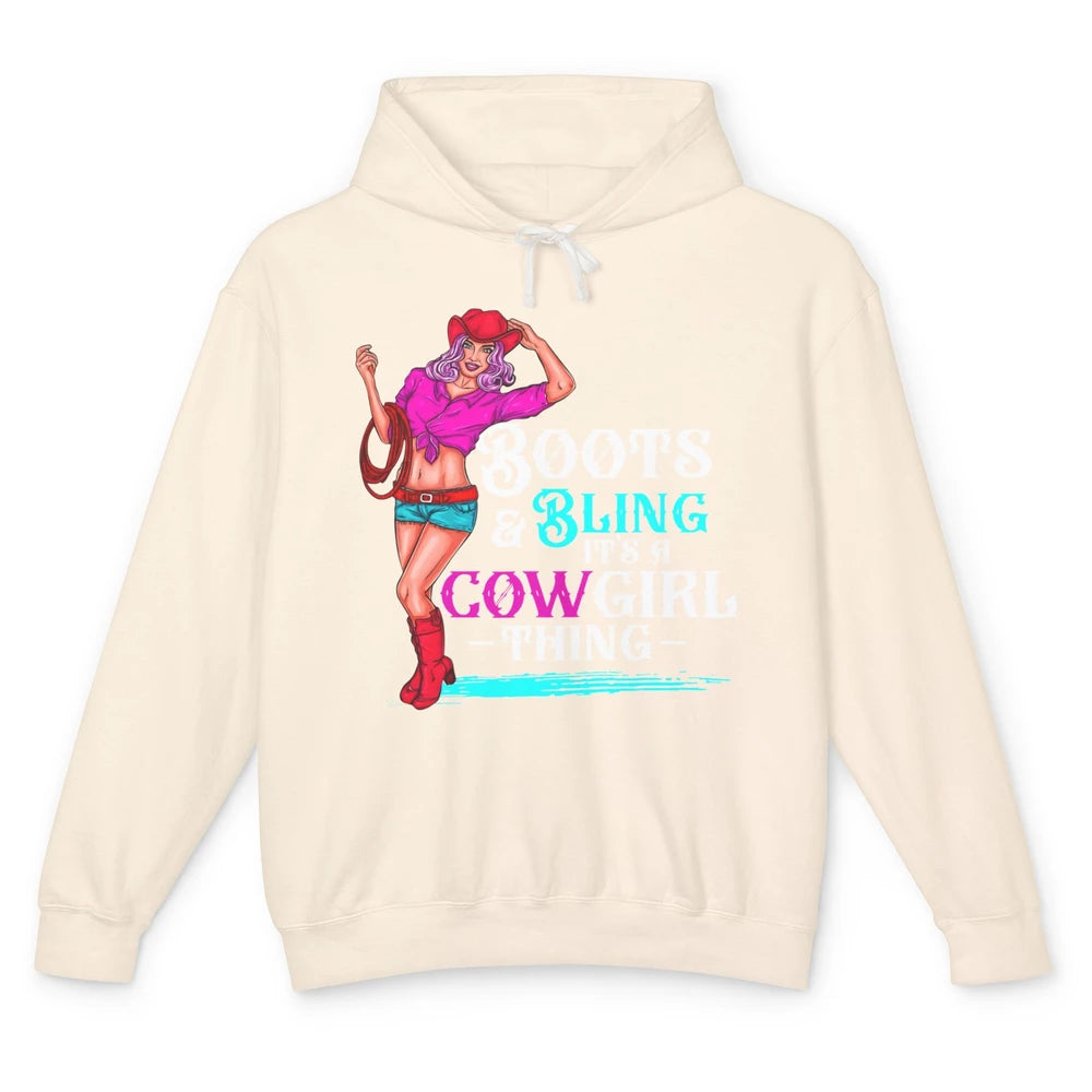 Cowgirl Boots And Bling It's Cowgirl Things Western Country Unisex Lightweight Hoodie