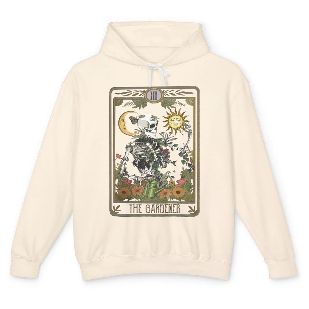 Floral Skeleton Gardening Tarot The Gardener Plant Lovers Unisex Lightweight Hoodie