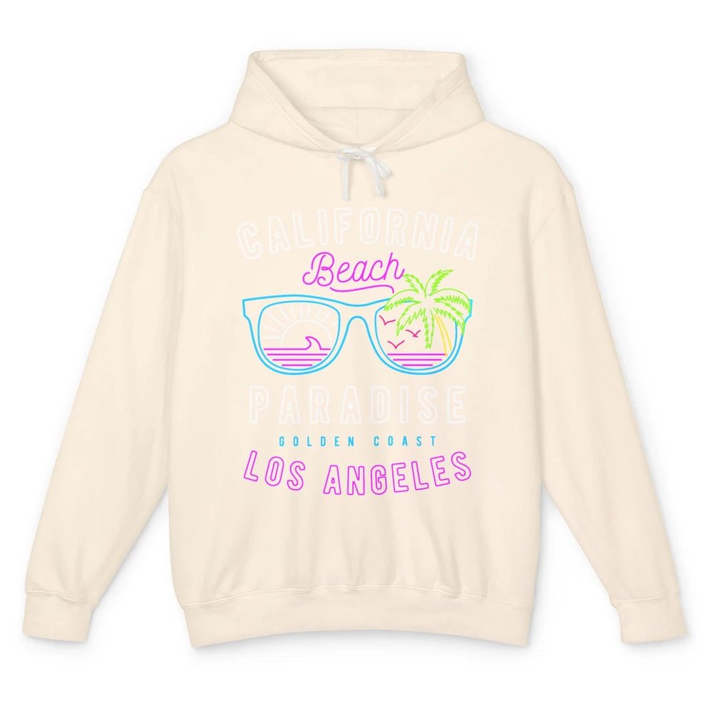 California Beach Paradise Los Angeles Golden Coast Neon 80s Unisex Lightweight Hoodie