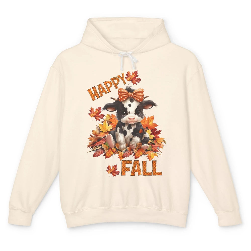 Cute Baby Cow Bandana Hay Fall Pumpkin Thanksgiving Autumn Unisex Lightweight Hoodie